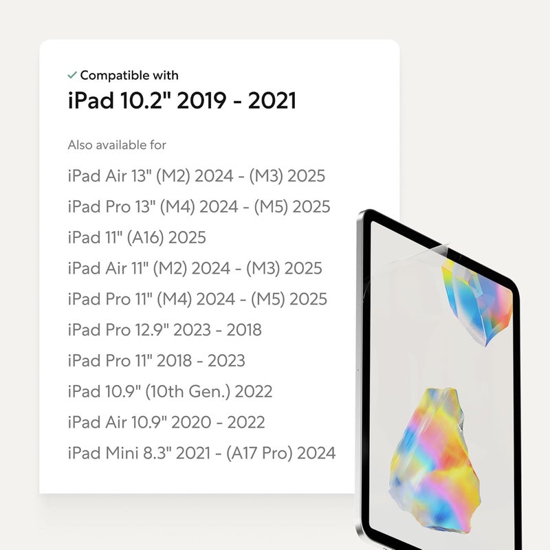 Paperlike 3 واقي شاشة (2x) لجهاز iPad 10.2” (الجيل 7-9 2019-2021) – إحساس حقيقي بالورق، تركيب خالي من الفقاعات (فراشة)، يحمي طرف القلم - Image 2